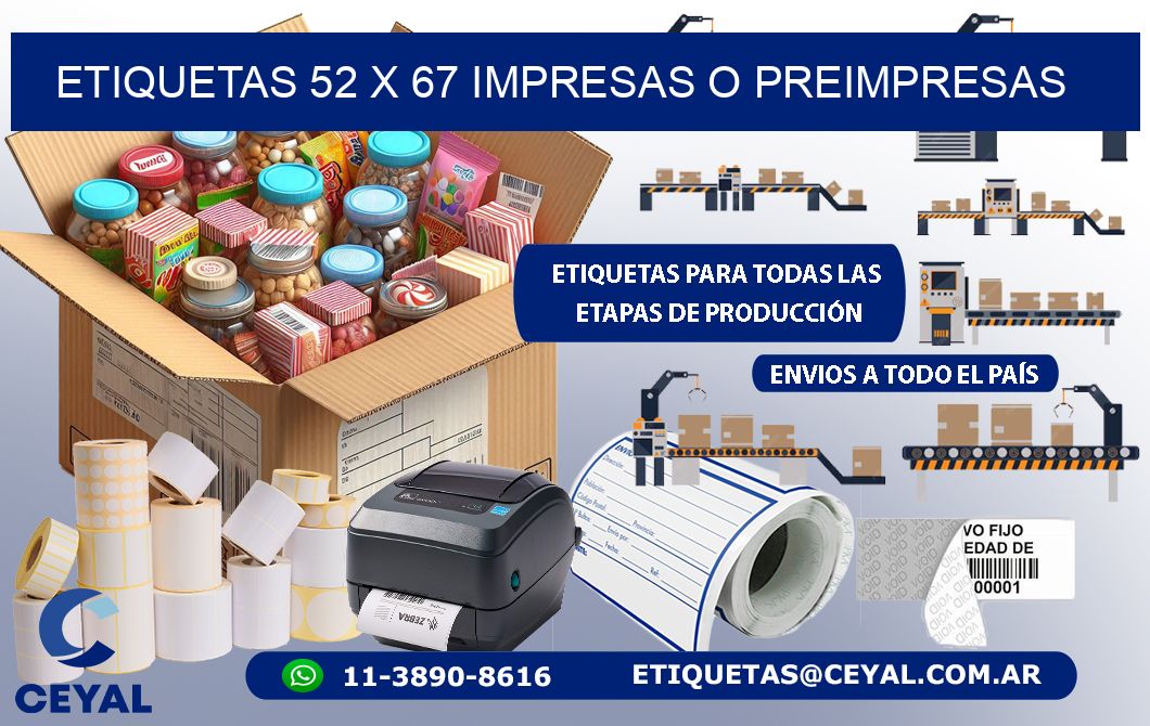 ETIQUETAS 52 x 67 IMPRESAS O PREIMPRESAS