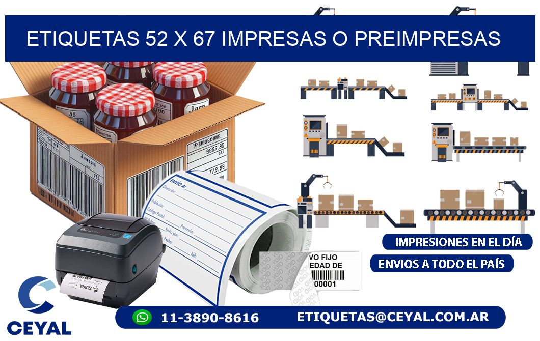 ETIQUETAS 52 x 67 IMPRESAS O PREIMPRESAS