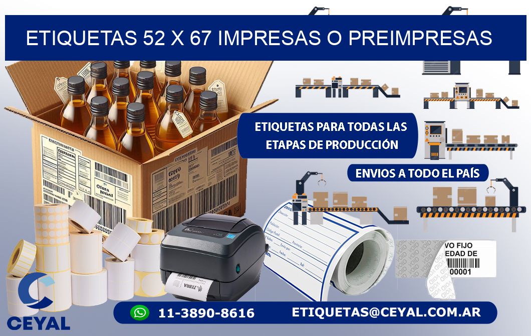 ETIQUETAS 52 x 67 IMPRESAS O PREIMPRESAS