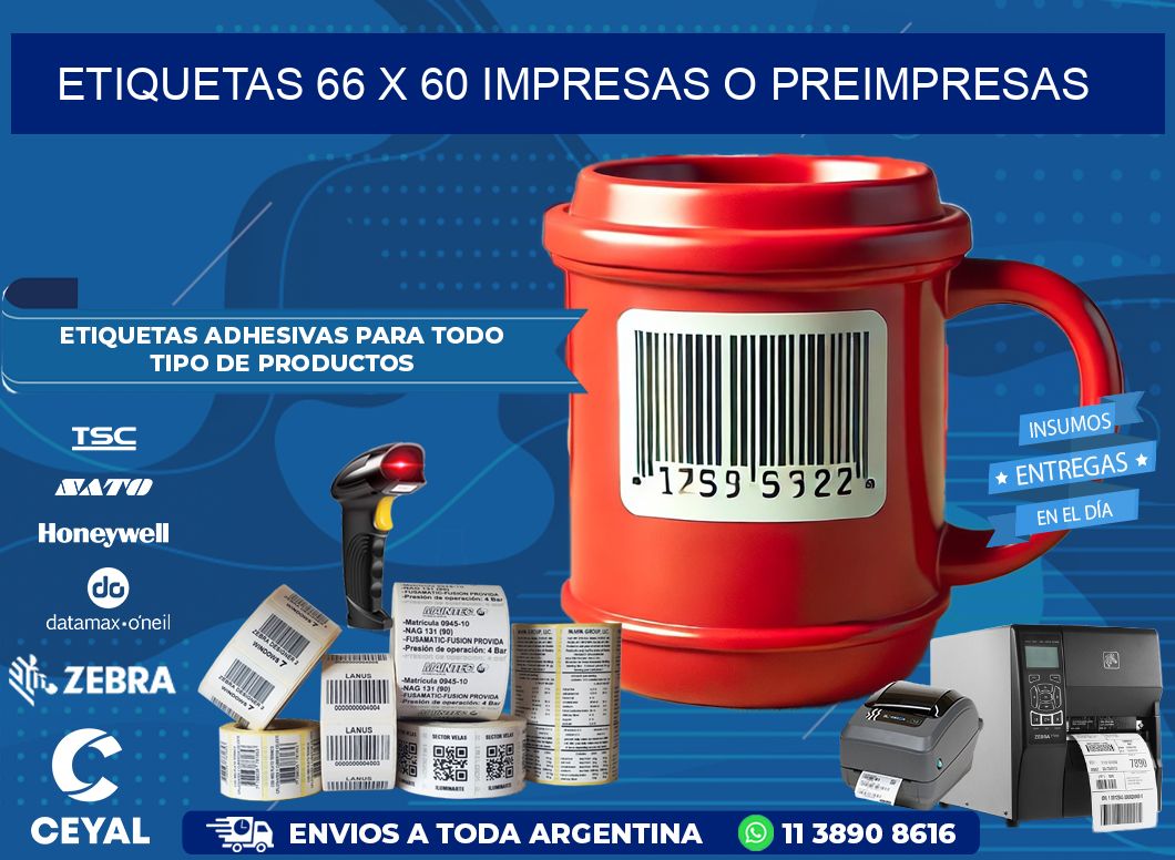 ETIQUETAS 66 x 60 IMPRESAS O PREIMPRESAS