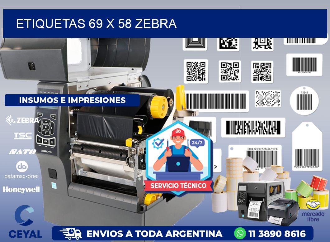 ETIQUETAS 69 x 58 ZEBRA