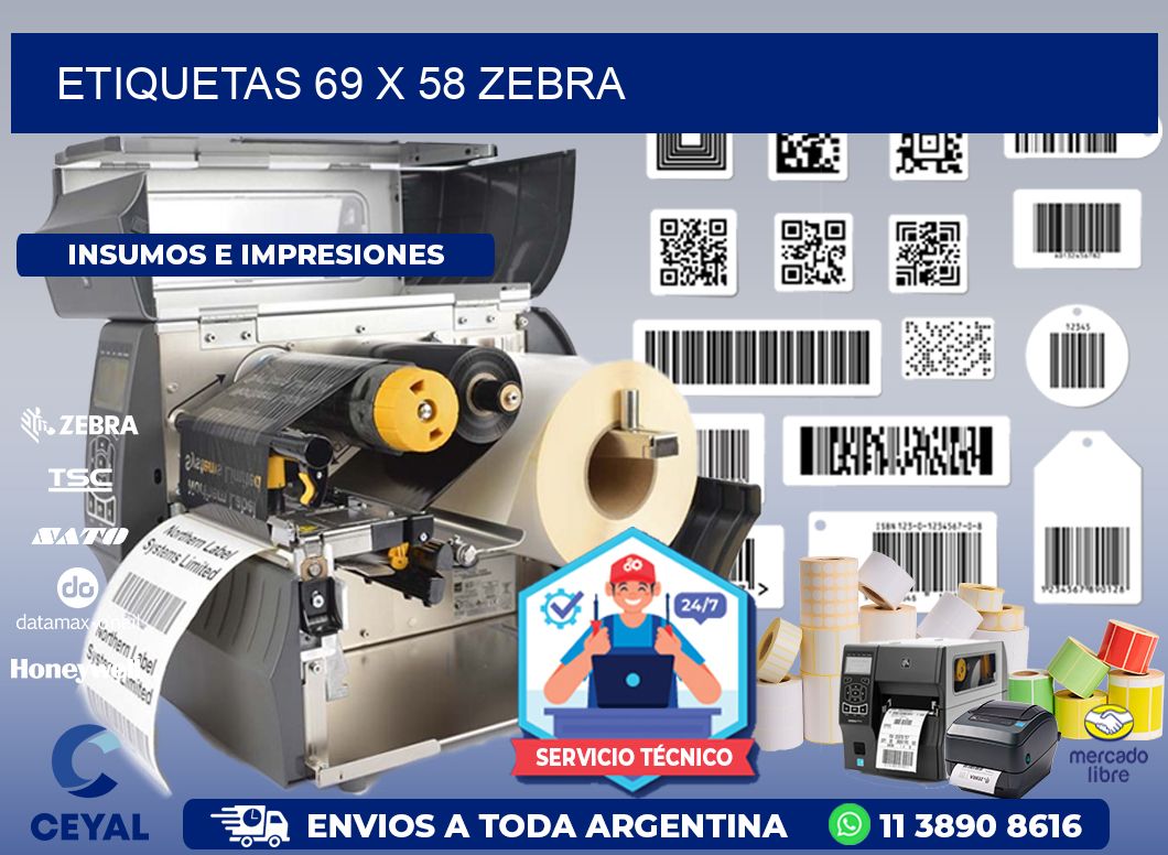 ETIQUETAS 69 x 58 ZEBRA