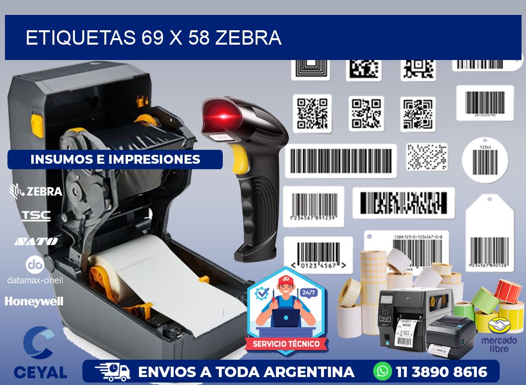 ETIQUETAS 69 x 58 ZEBRA
