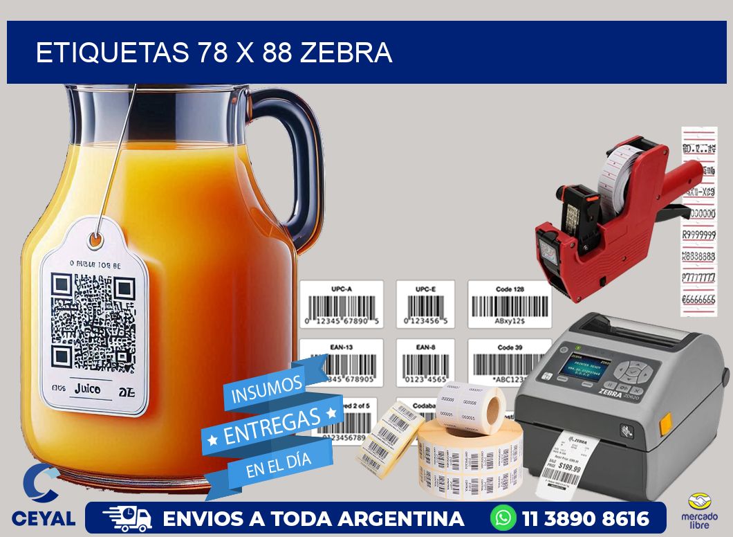 ETIQUETAS 78 x 88 ZEBRA