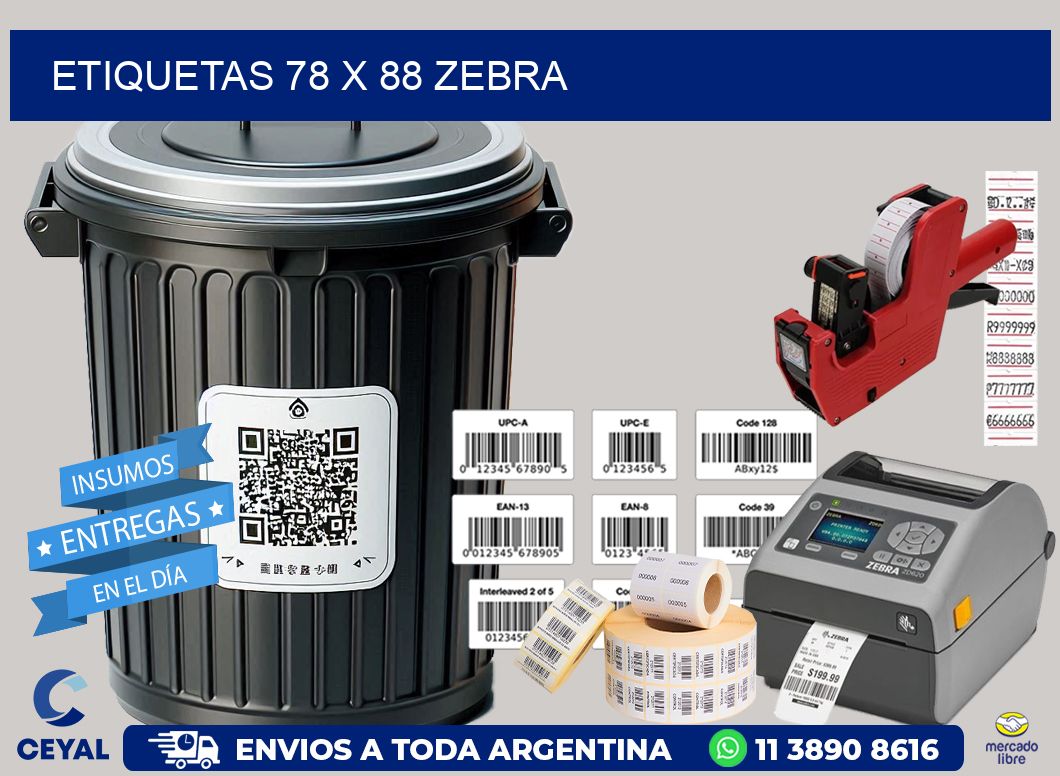 ETIQUETAS 78 x 88 ZEBRA