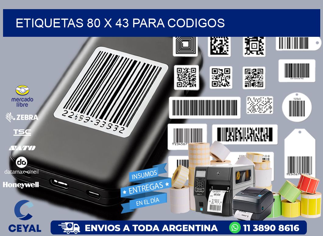 ETIQUETAS 80 x 43 PARA CODIGOS