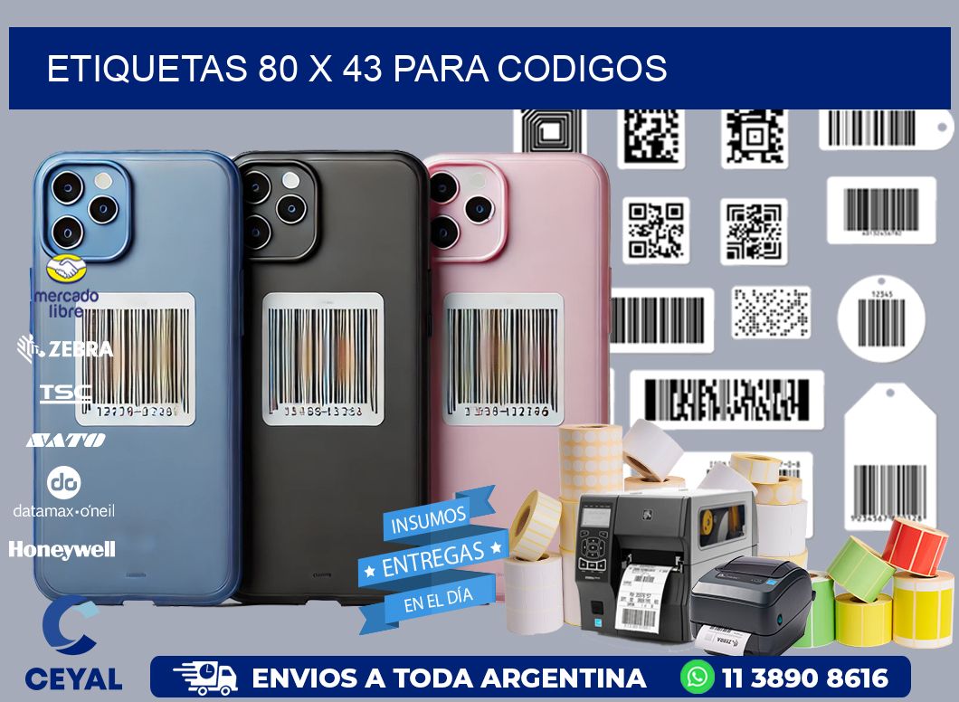 ETIQUETAS 80 x 43 PARA CODIGOS