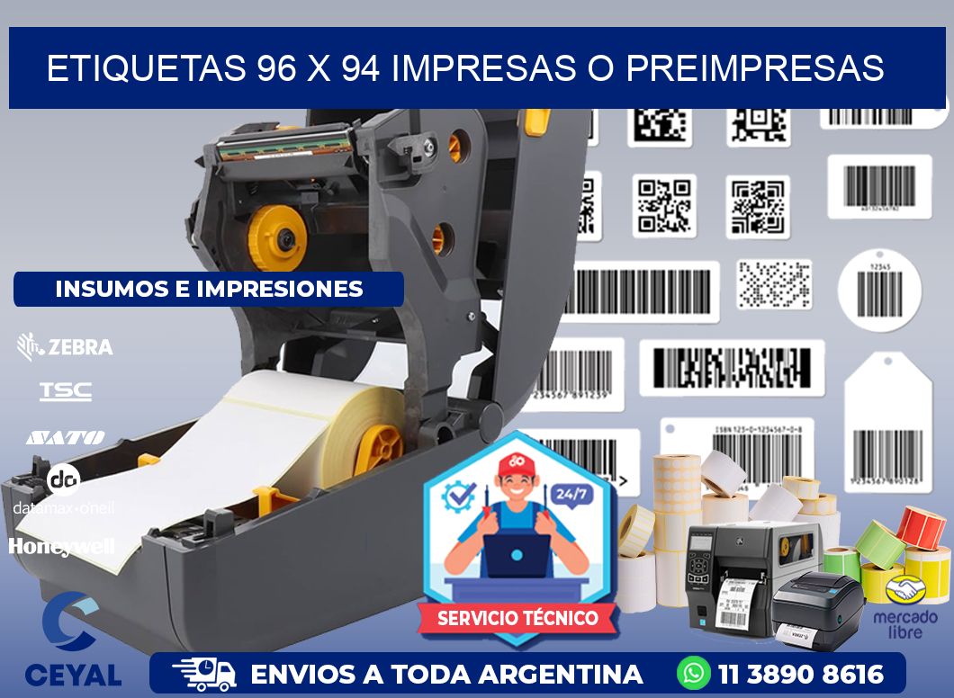 ETIQUETAS 96 x 94 IMPRESAS O PREIMPRESAS