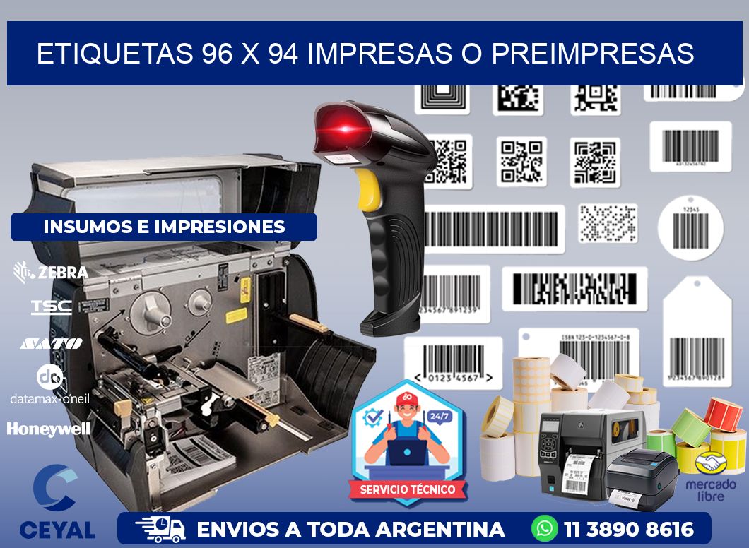 ETIQUETAS 96 x 94 IMPRESAS O PREIMPRESAS