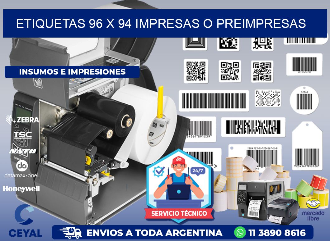 ETIQUETAS 96 x 94 IMPRESAS O PREIMPRESAS