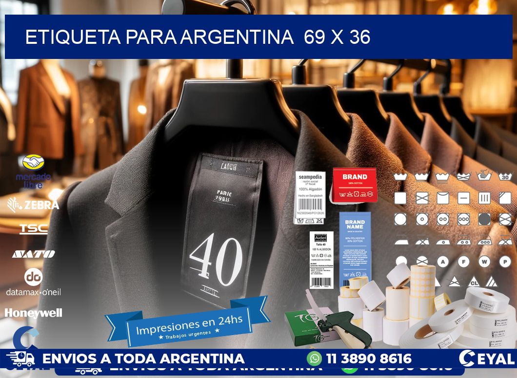 etiqueta para Argentina  69 x 36