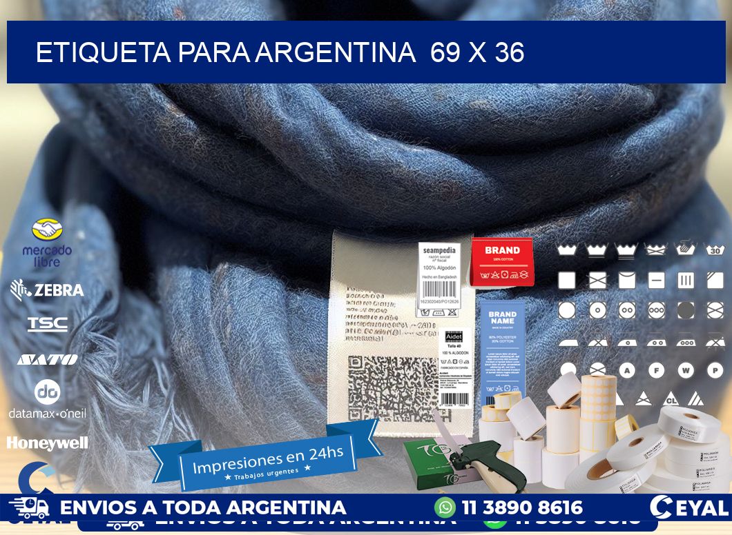 etiqueta para Argentina  69 x 36