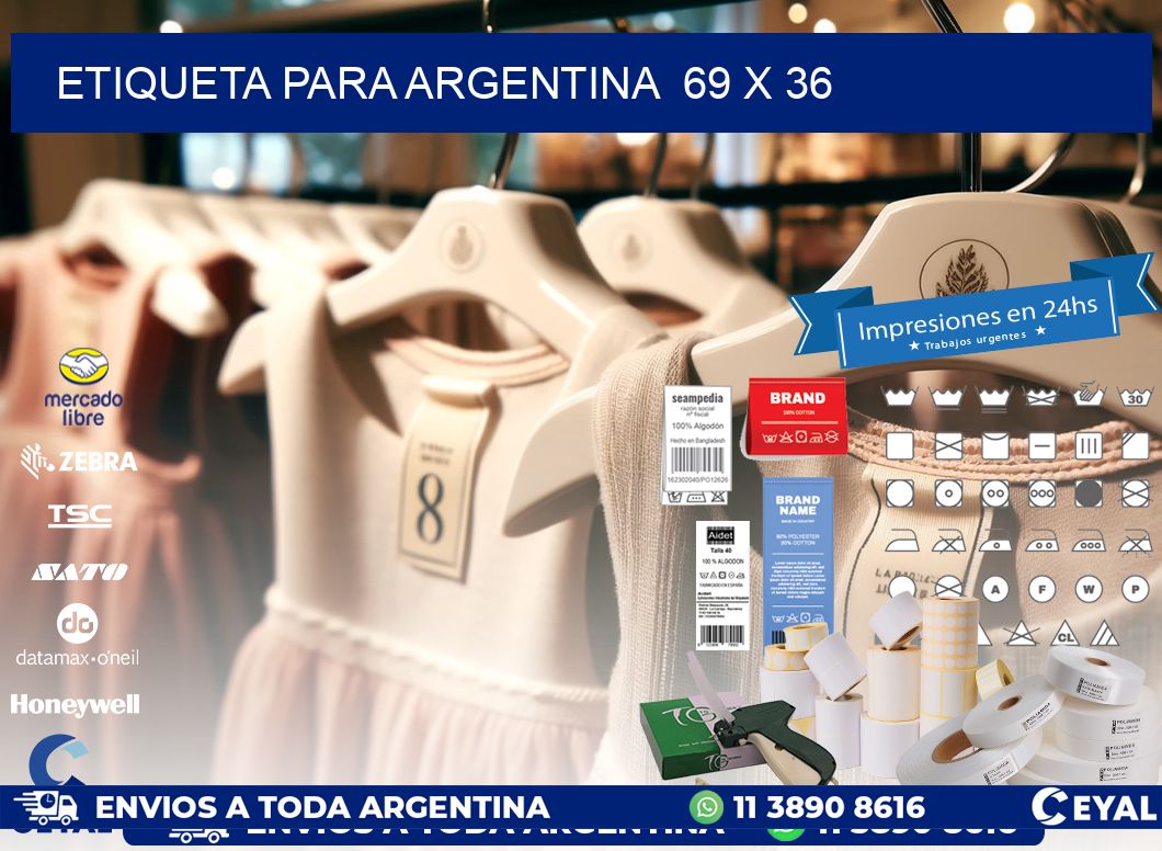 etiqueta para Argentina  69 x 36