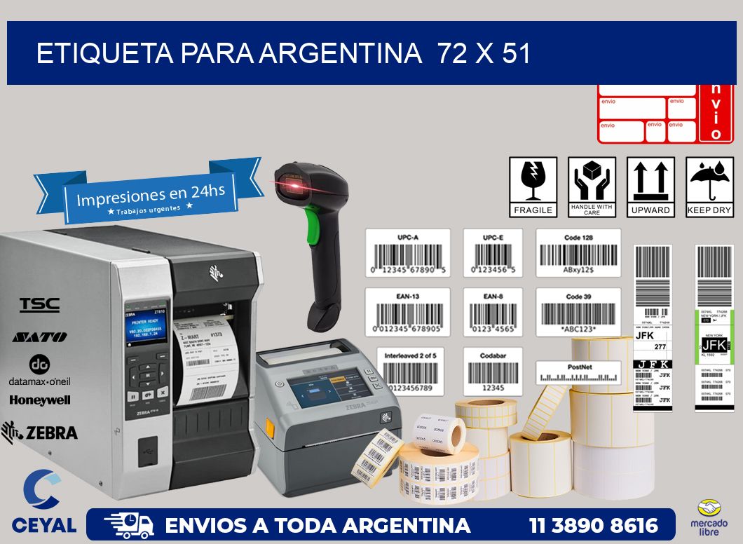 etiqueta para Argentina  72 x 51