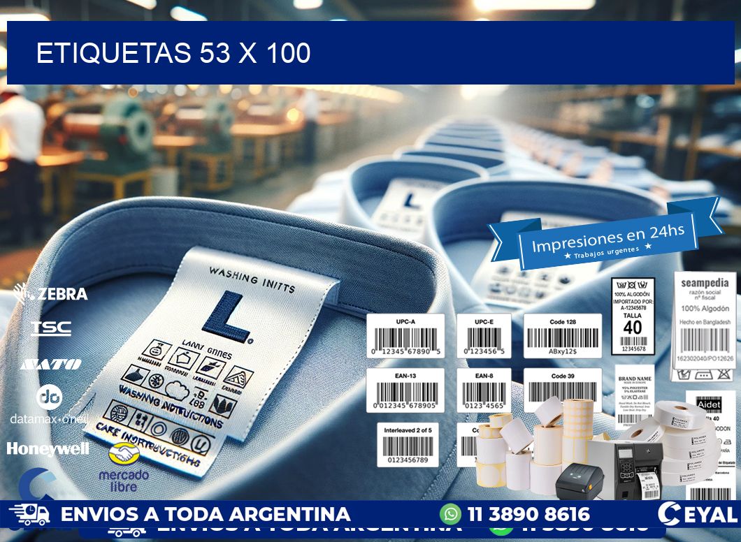 etiquetas 53 x 100