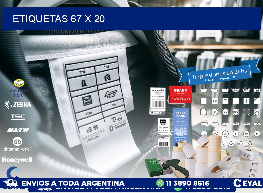 etiquetas 67 x 20