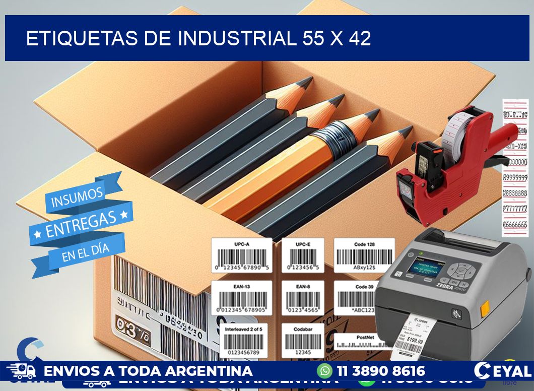 etiquetas de industrial 55 x 42