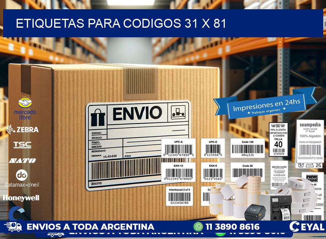 etiquetas para codigos 31 x 81
