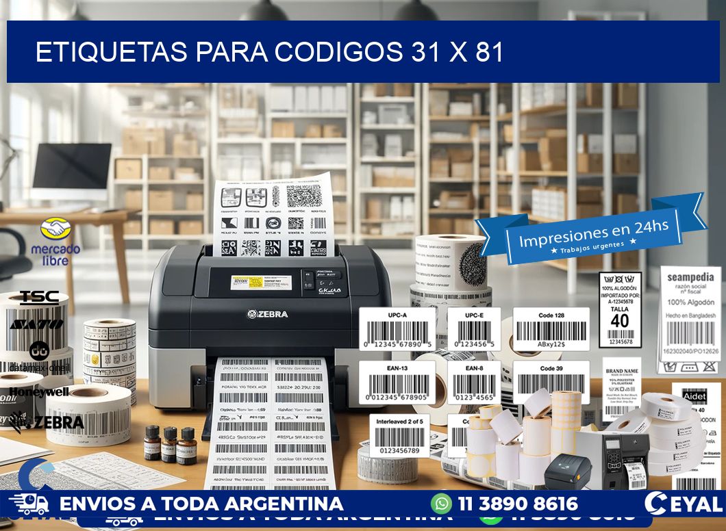 etiquetas para codigos 31 x 81
