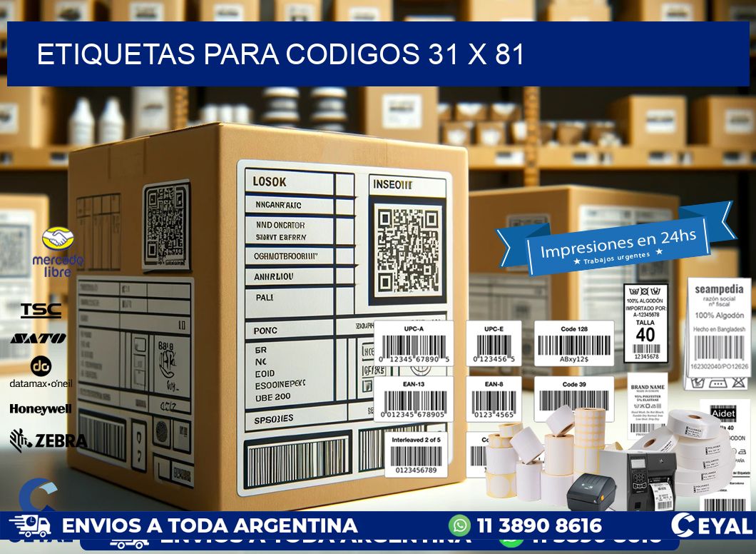 etiquetas para codigos 31 x 81