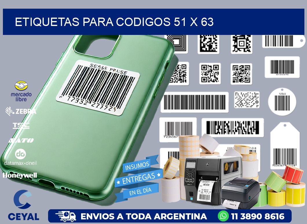 etiquetas para codigos 51 x 63