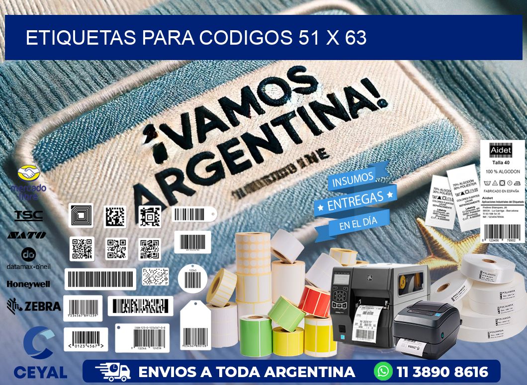 etiquetas para codigos 51 x 63