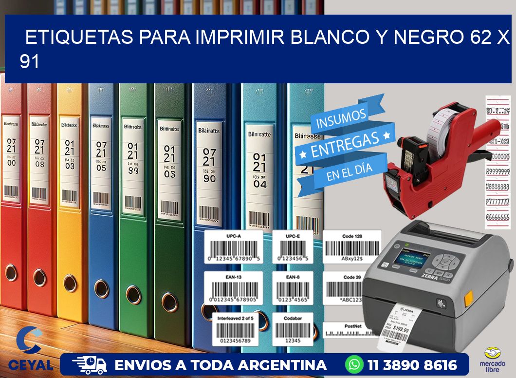 etiquetas para imprimir blanco y negro 62 x 91