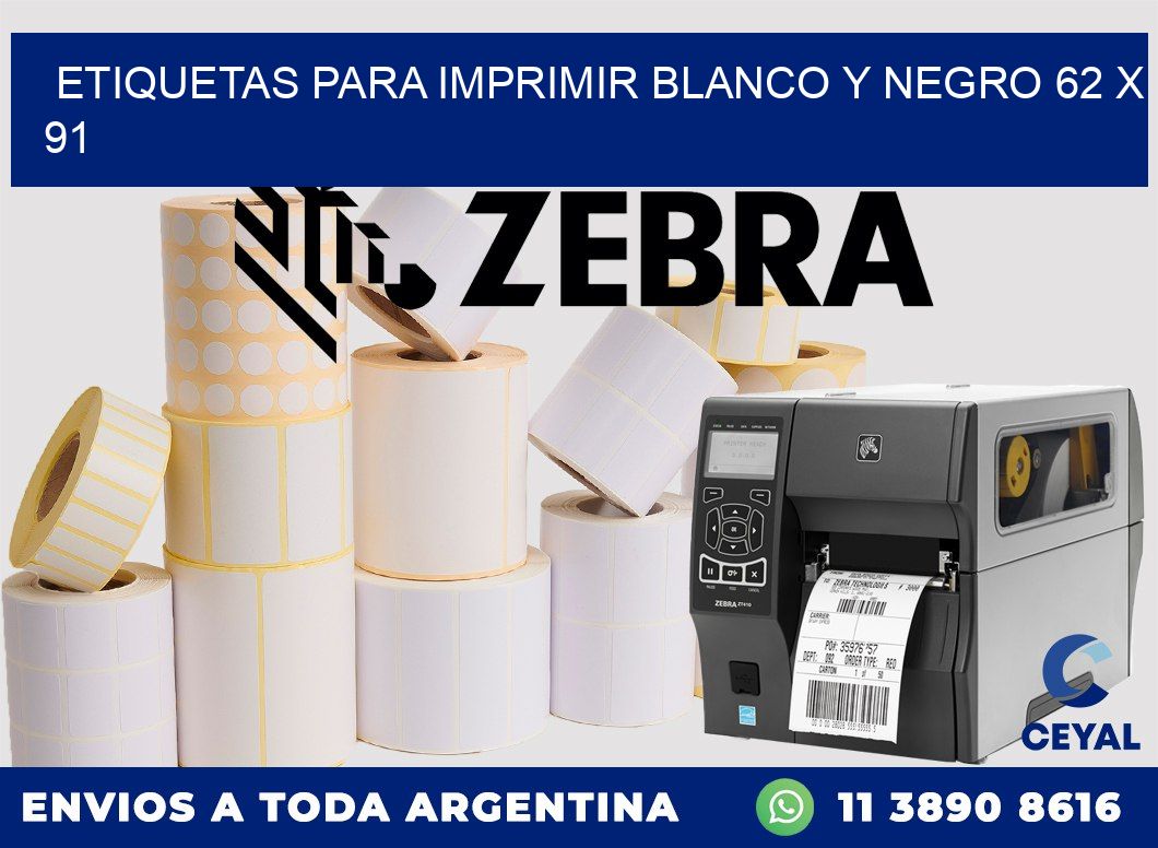 etiquetas para imprimir blanco y negro 62 x 91
