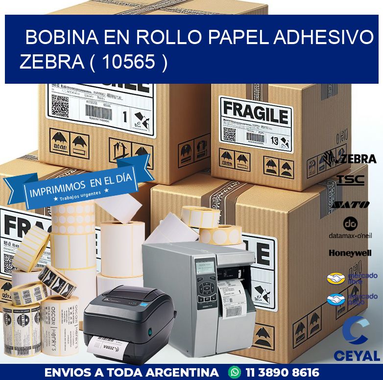 BOBINA EN ROLLO PAPEL ADHESIVO ZEBRA ( 10565 )