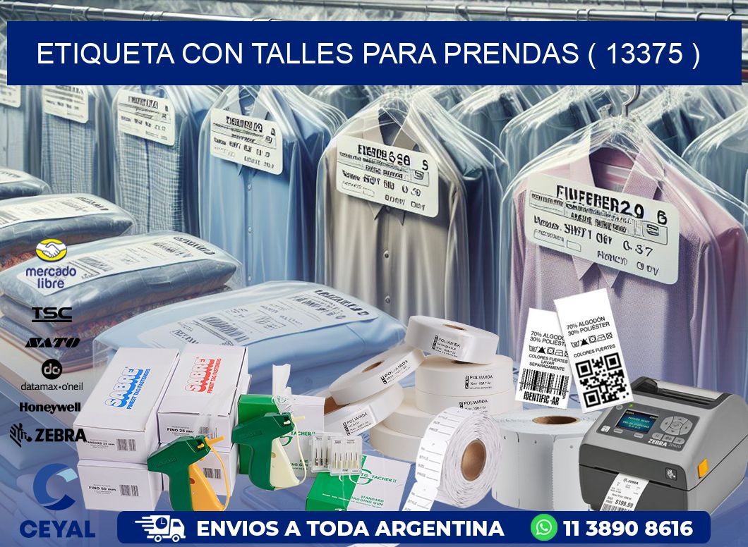ETIQUETA CON TALLES PARA PRENDAS ( 13375 )