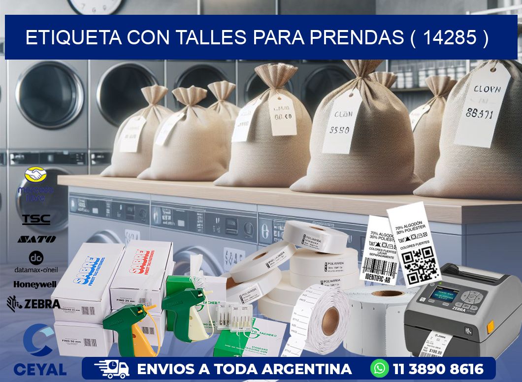 ETIQUETA CON TALLES PARA PRENDAS ( 14285 )