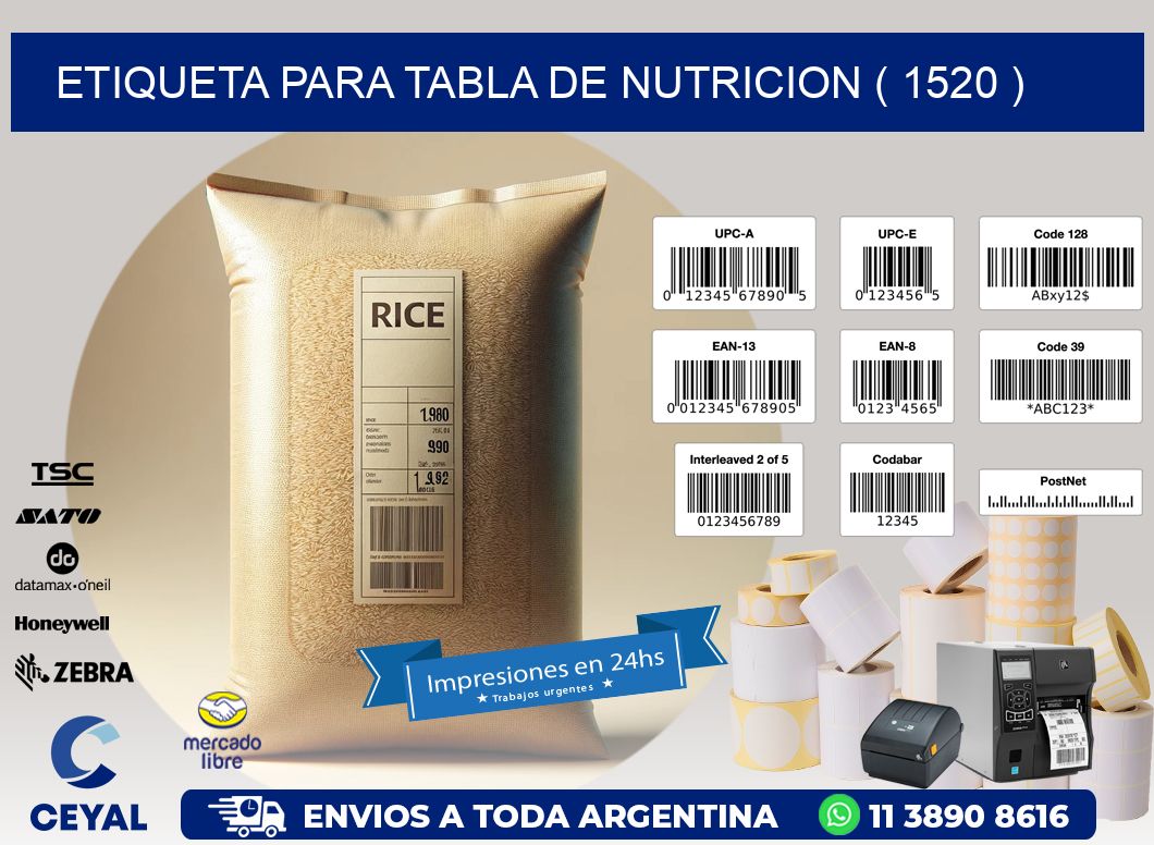 ETIQUETA PARA TABLA DE NUTRICION ( 1520 )
