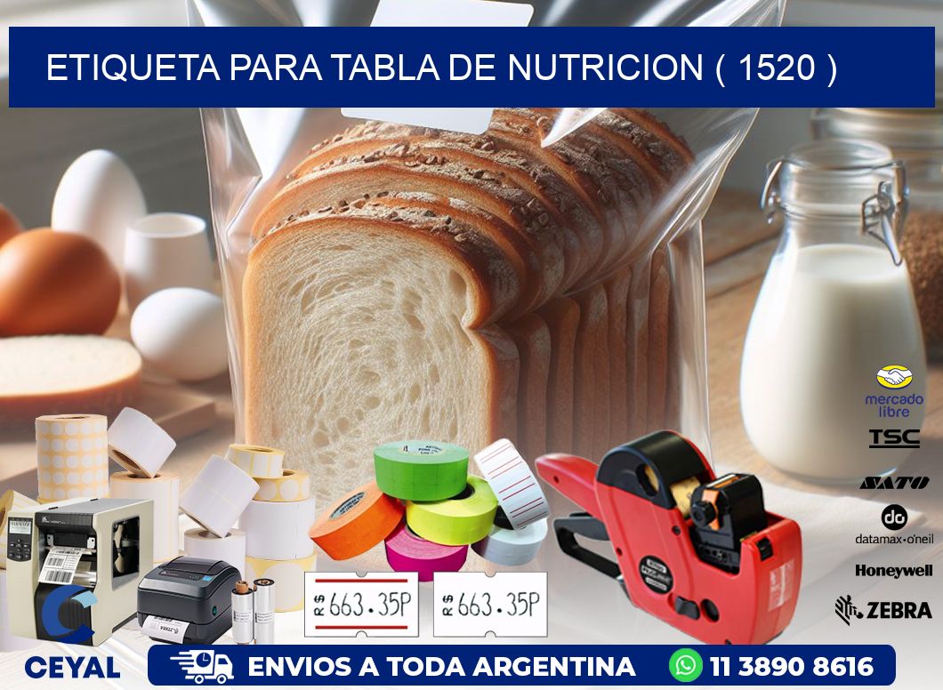 ETIQUETA PARA TABLA DE NUTRICION ( 1520 )