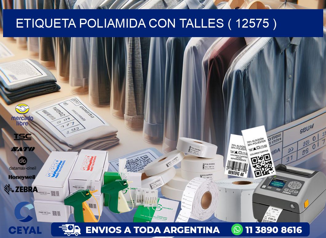 ETIQUETA POLIAMIDA CON TALLES ( 12575 )