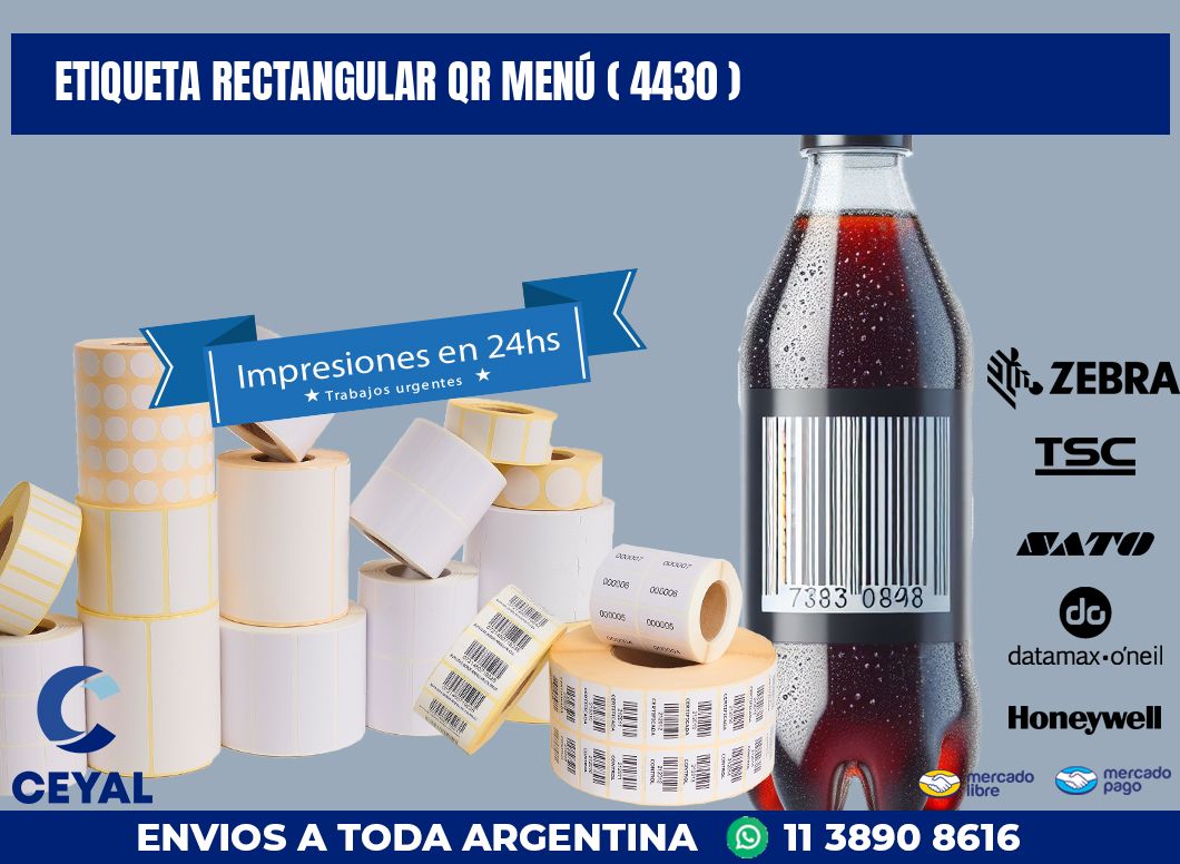 ETIQUETA RECTANGULAR QR MENÚ ( 4430 )