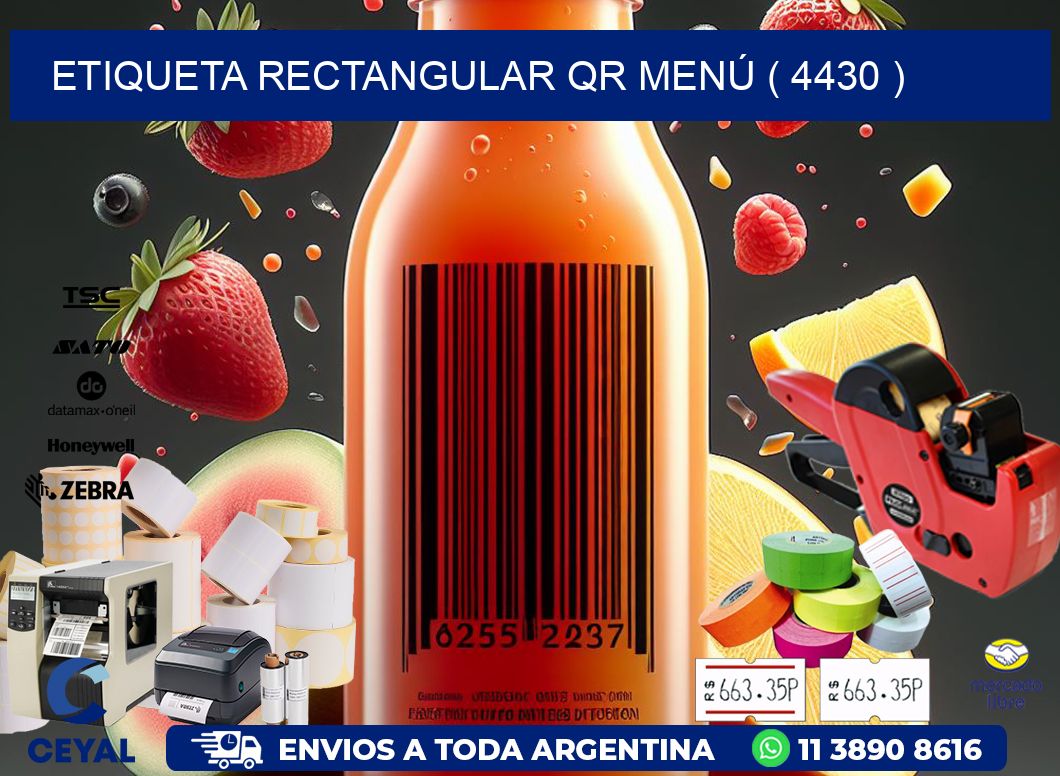 ETIQUETA RECTANGULAR QR MENÚ ( 4430 )