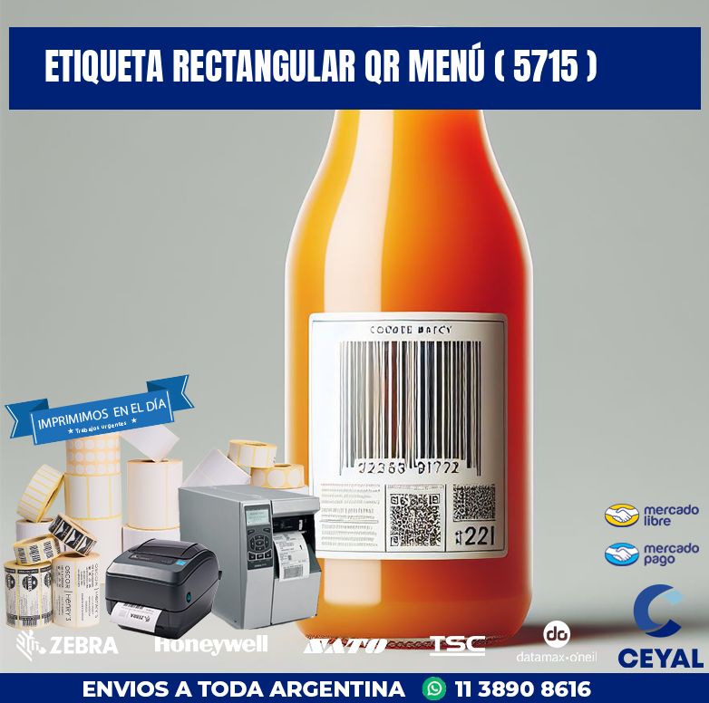 ETIQUETA RECTANGULAR QR MENÚ ( 5715 )