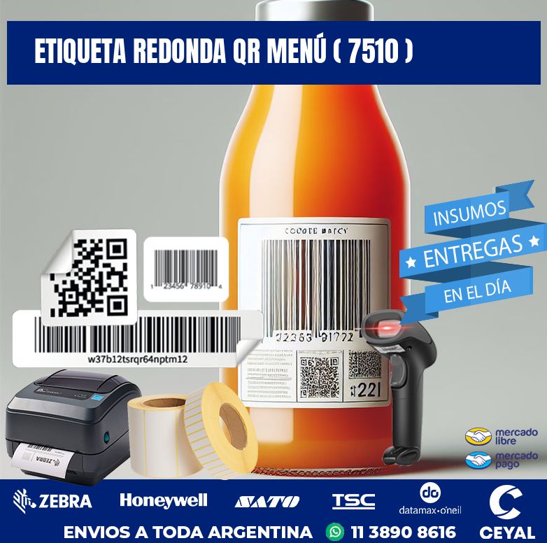 ETIQUETA REDONDA QR MENÚ ( 7510 )
