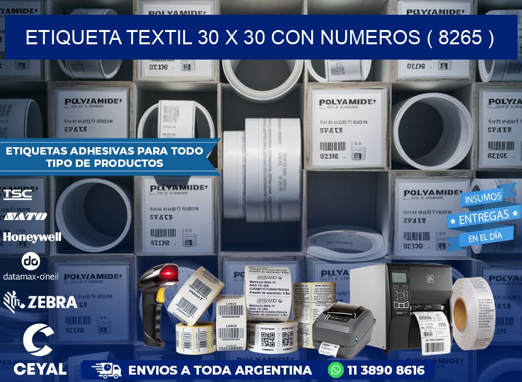 ETIQUETA TEXTIL 30 X 30 CON NUMEROS ( 8265 )