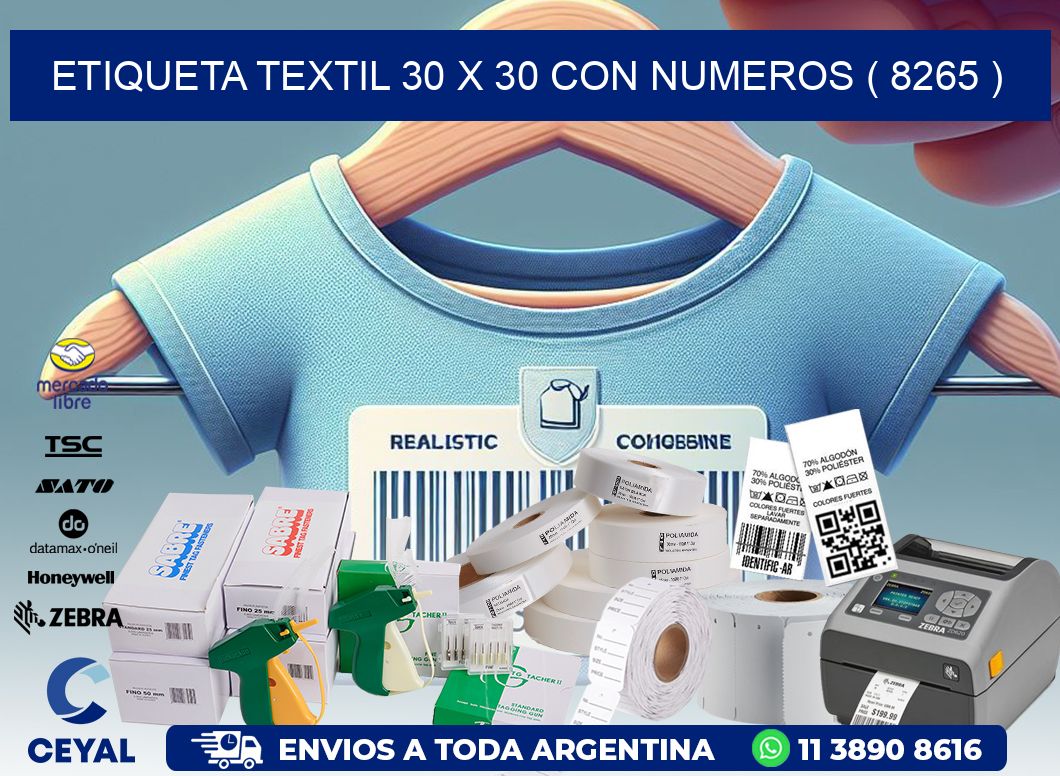 ETIQUETA TEXTIL 30 X 30 CON NUMEROS ( 8265 )