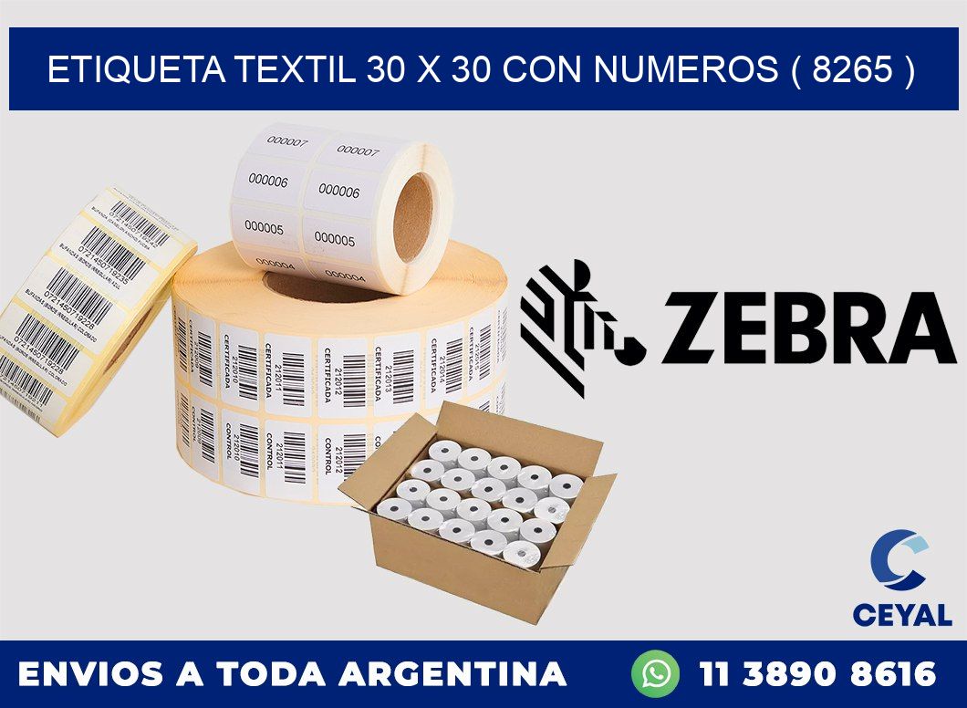 ETIQUETA TEXTIL 30 X 30 CON NUMEROS ( 8265 )