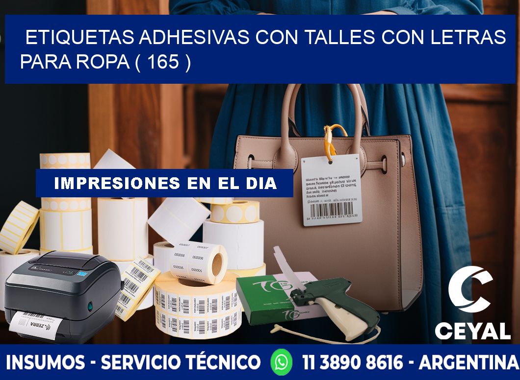 ETIQUETAS ADHESIVAS CON TALLES CON LETRAS PARA ROPA ( 165 )