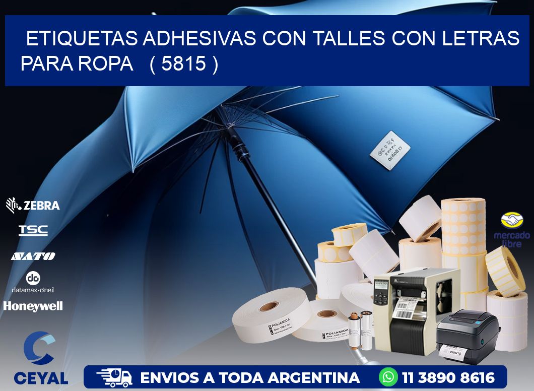 ETIQUETAS ADHESIVAS CON TALLES CON LETRAS PARA ROPA   ( 5815 )