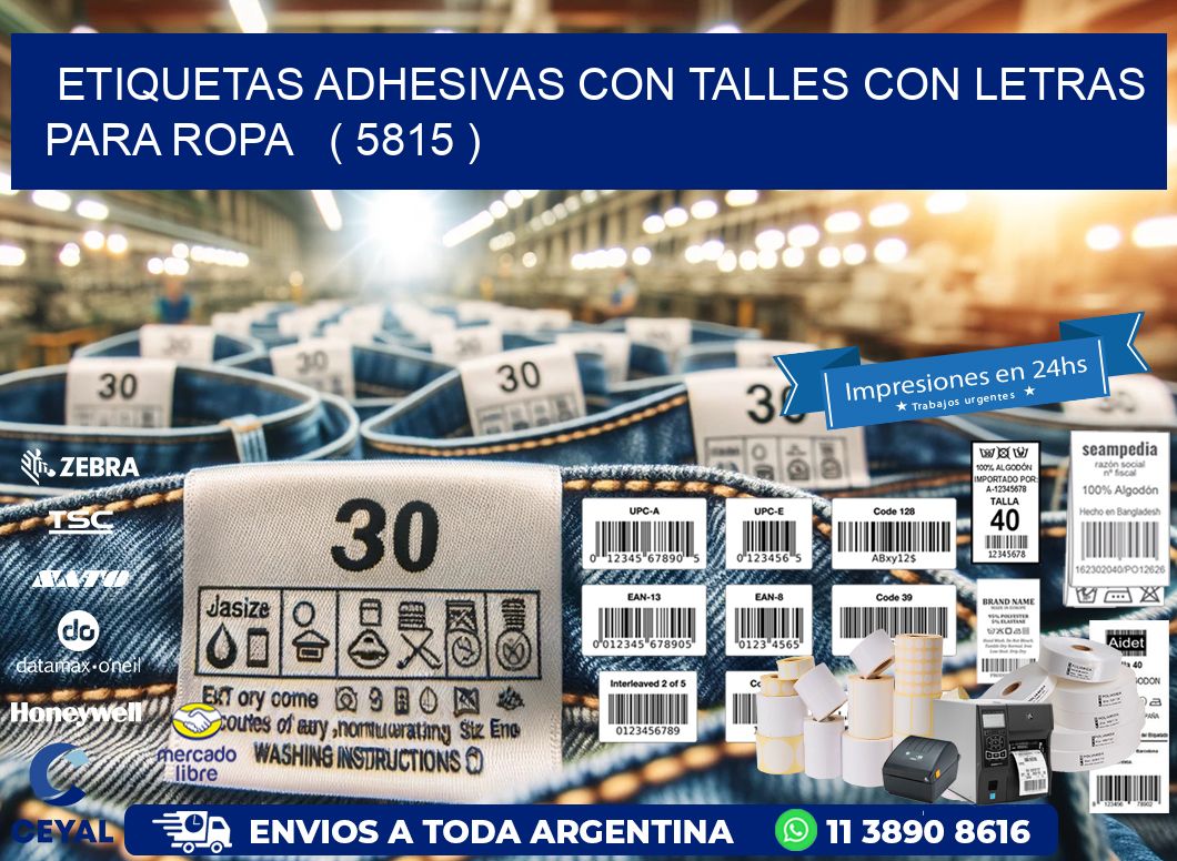 ETIQUETAS ADHESIVAS CON TALLES CON LETRAS PARA ROPA   ( 5815 )