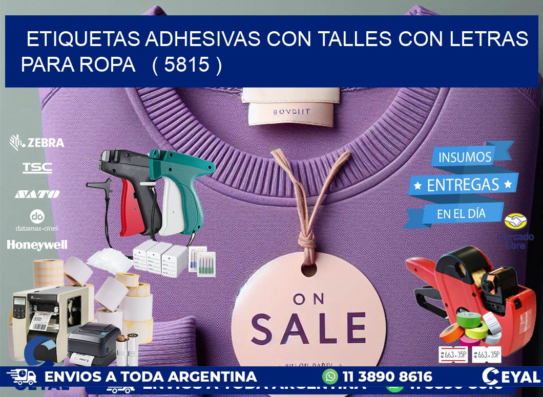 ETIQUETAS ADHESIVAS CON TALLES CON LETRAS PARA ROPA   ( 5815 )