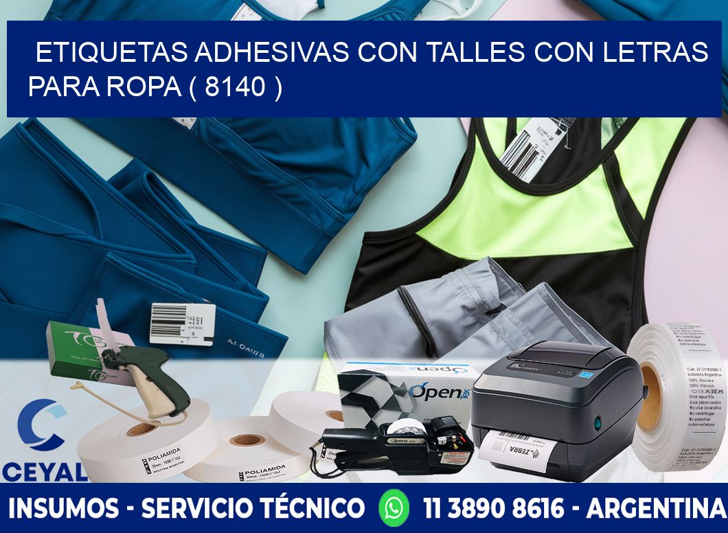 ETIQUETAS ADHESIVAS CON TALLES CON LETRAS PARA ROPA ( 8140 )