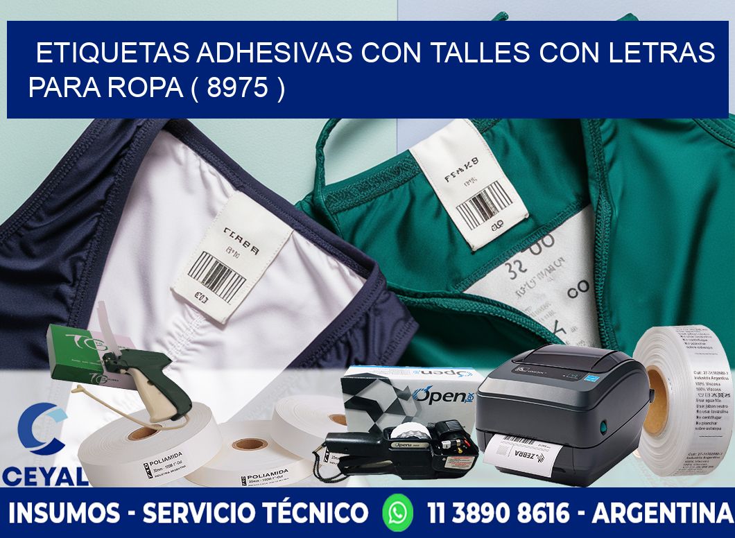 ETIQUETAS ADHESIVAS CON TALLES CON LETRAS PARA ROPA ( 8975 )