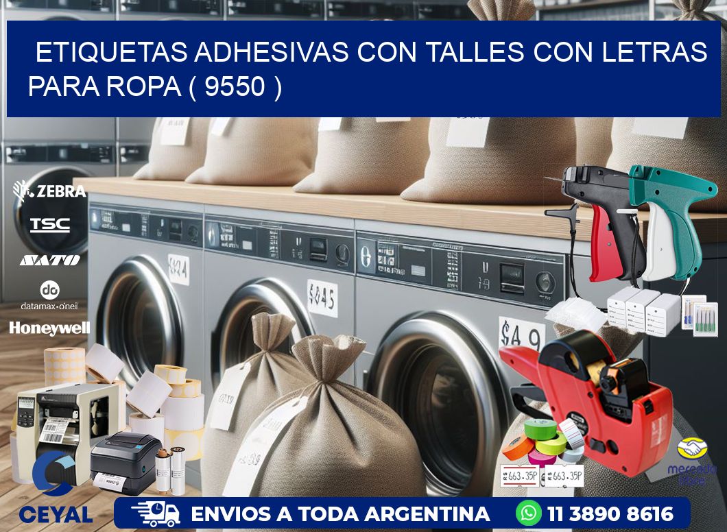 ETIQUETAS ADHESIVAS CON TALLES CON LETRAS PARA ROPA ( 9550 )