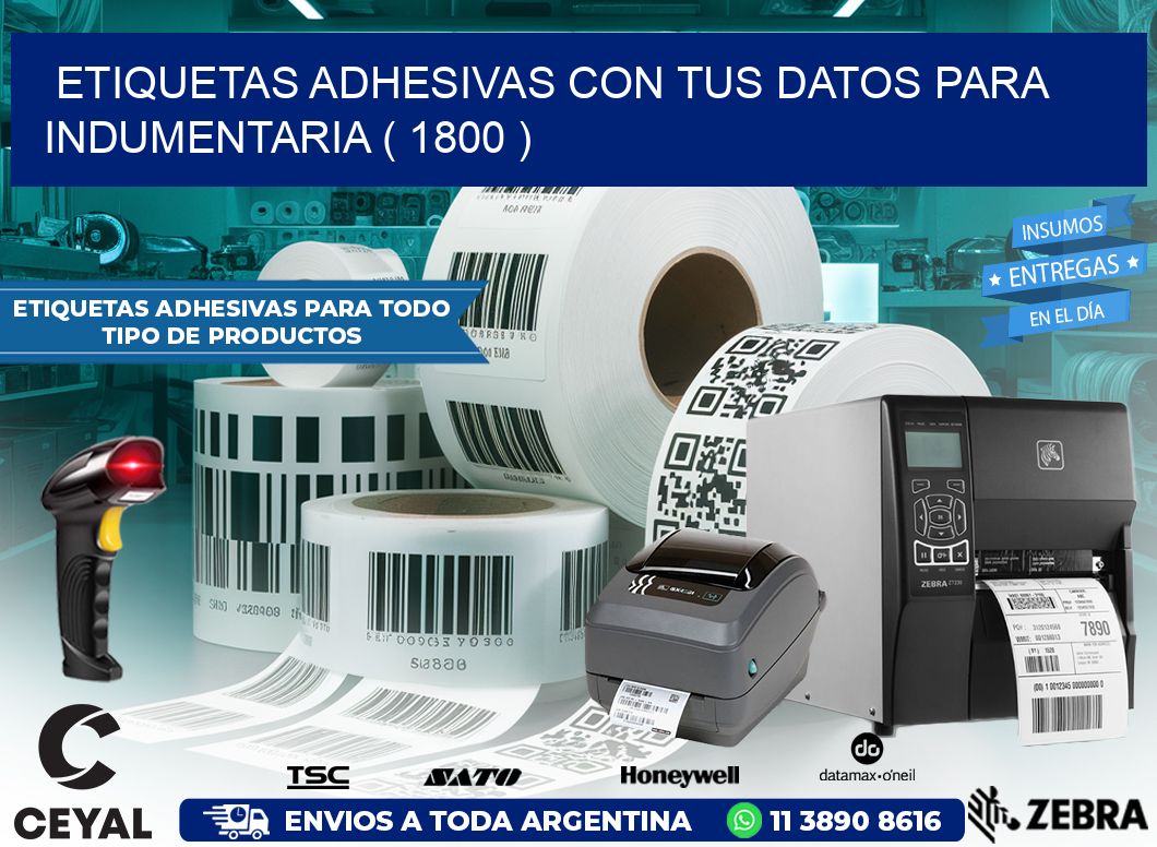 ETIQUETAS ADHESIVAS CON TUS DATOS PARA INDUMENTARIA ( 1800 )