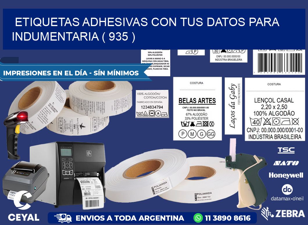 ETIQUETAS ADHESIVAS CON TUS DATOS PARA INDUMENTARIA ( 935 )
